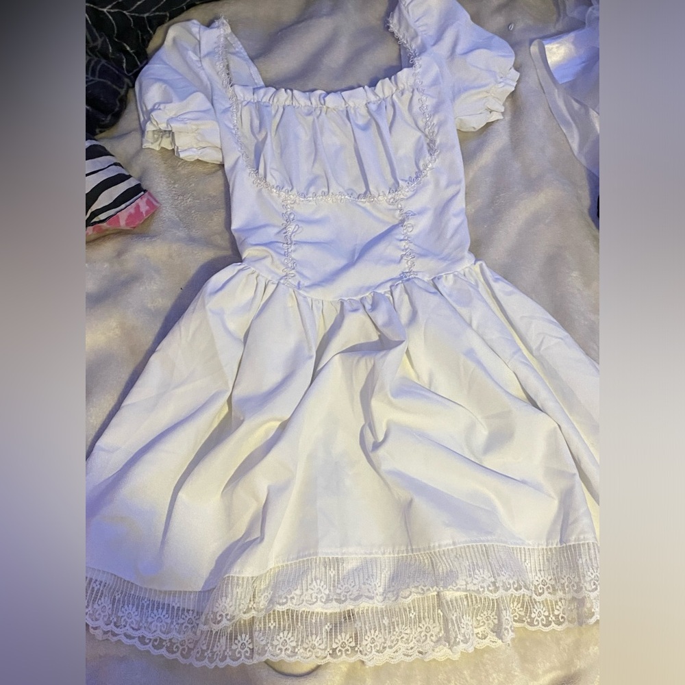 White Coquette Lolita Lace Trimmed Dress